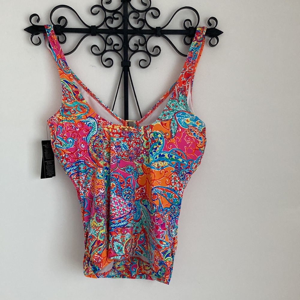 BRAND NEW LAUREN RALPH LAUREN TANKINI size 16 SO COLORFUL! - Picture 2 of 6